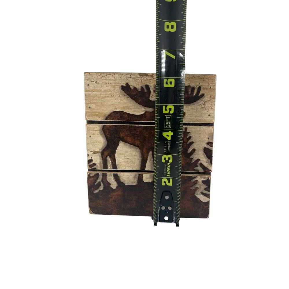 Unbranded Wooden Moose Storage Box Home Decor Brown Excellent Rustic Lodge Cabin